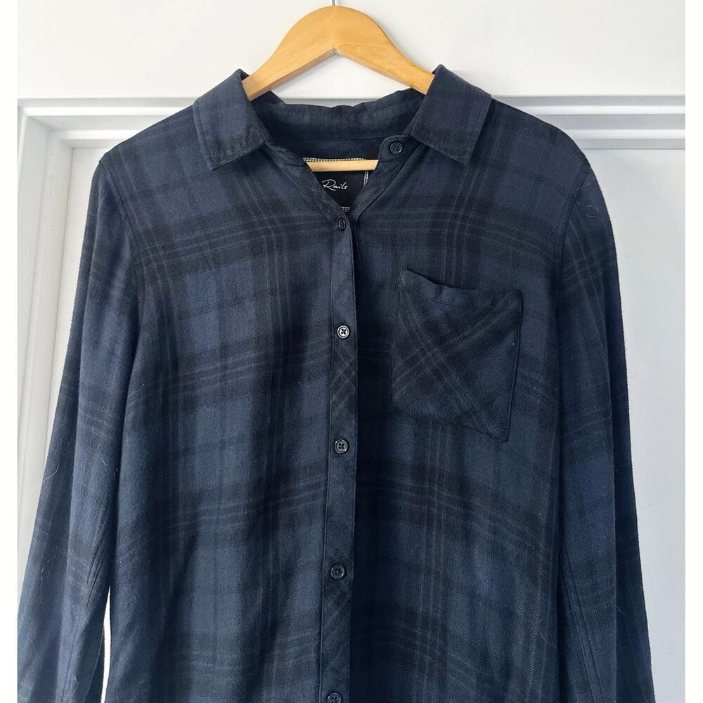Rails Hunter Plaid Flannel Long Sleeve Shirt Women’s Size Small Black/Gray - Picture 7 of 11